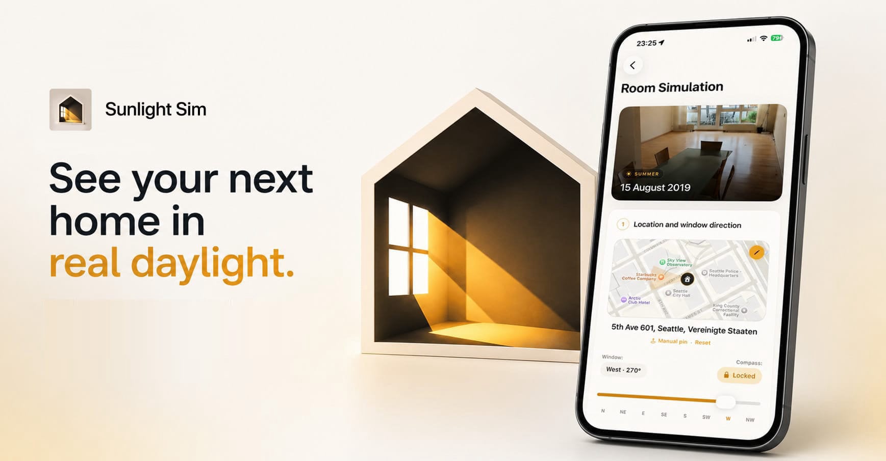 Sunlight Sim room light preview app